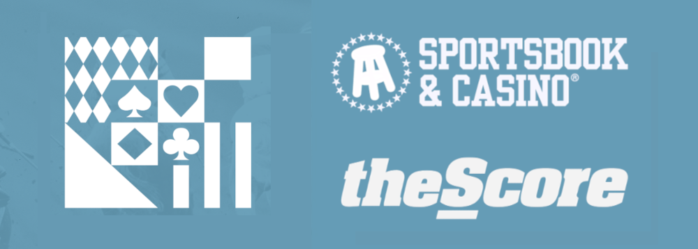 blue background with the logos for Barstool Sportsbook & Casino and theScore sportsbook -- both companies which Penn National Gaming owns a stake in. Penn National to Acquire Remaining Stake in Barstool Sports in 2023.